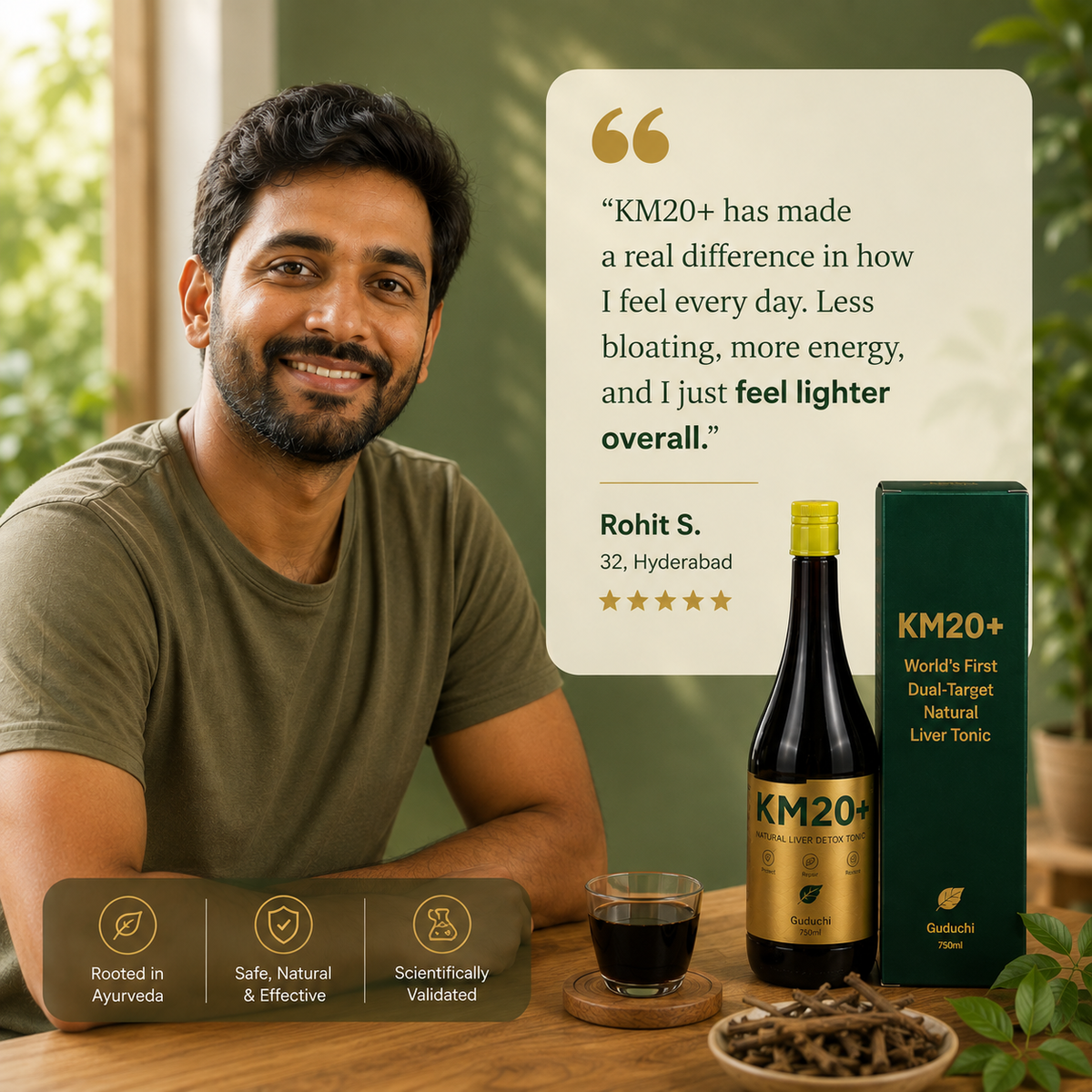 KM20+ Ayurvedic Wellness Blend | 20+ Herbs for Daily Liver Care
